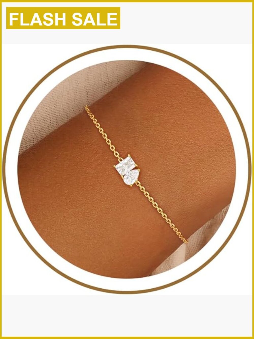 Birthstone Charm Bracelet 14K Gold Plated Dainty Stackable Friendship